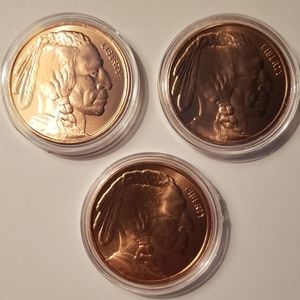 3 One Ounce Copper Rounds In Protective Cases